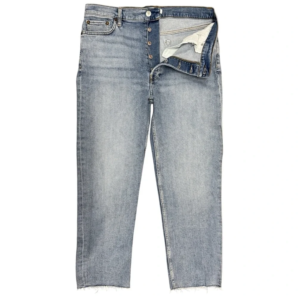 Re/done Jeans‎ Womens Straight High Rise 70s Stove Pipe 32 x 27 Ankle Button Fly